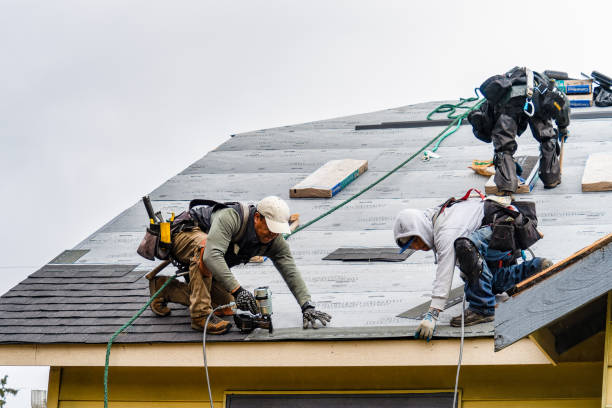 Professional Gutter Installation technician working in Coleman, MI